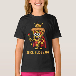 Camiseta 🍕 Engraçado Pizza King T-Shirt - Fatia Fatia Bebê