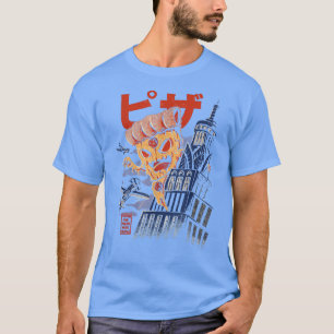Camiseta Engraçado Pizza Kong Ataques Presente na Cidade As