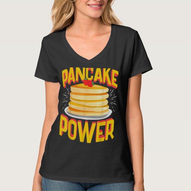 Camiseta Engraçado Poder Pancake, Pré-Workout De Construção (Frente)