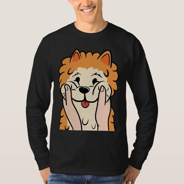 Camiseta Engraçado Pomerania Chubby Cheeks (Frente)