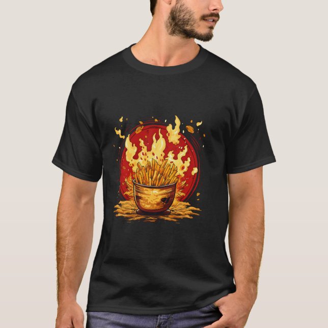 Camiseta Engraçado Pommes Amigos Chamas Para Ketchup E Mayo (Frente)