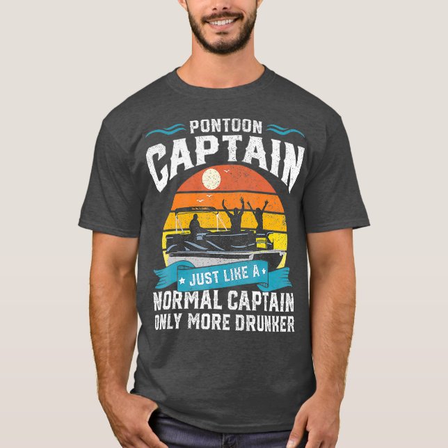 Camiseta Engraçado Pontoon Capitão Bat Lake Barco Beer Por (Frente)