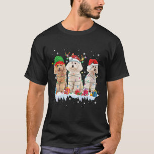 Camiseta Engraçado Poodle Papais noeis de Natal Elf Reindee