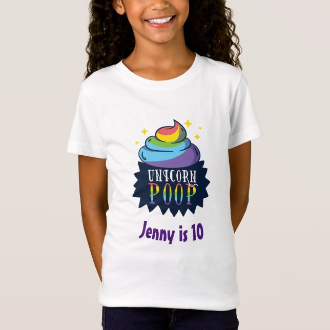 Camiseta Engraçado Poop do Unicórn Emoji Rainbow Cute Anive (Frente)