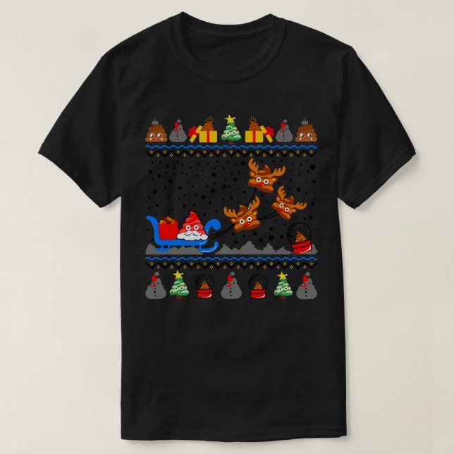 Camiseta Engraçado Poop Emoji Christmas Sweater (Frente do Design)
