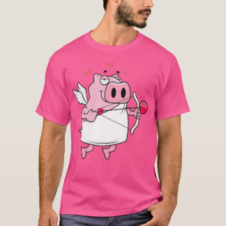 Camiseta Engraçado Porco Cupido Dia de os namorados
