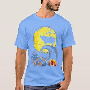 Camiseta Engraçado Porco E Lua Halloween Premium