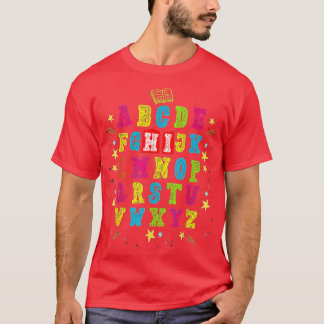 Camiseta Engraçado Pré K Jardim De Infância Oi Alfabet De V