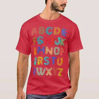 Camiseta Engraçado Pré K Jardim De Infância Oi Alfabet De V