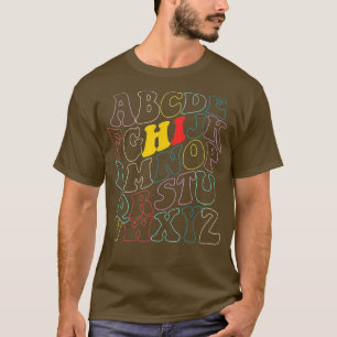 Camiseta Engraçado Pré K Jardim De Infância Oi Alfabet De V