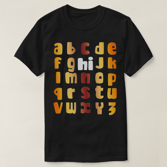 Camiseta Engraçado Pré K Jardim De Infância Oi Alfabet De V (Frente do Design)