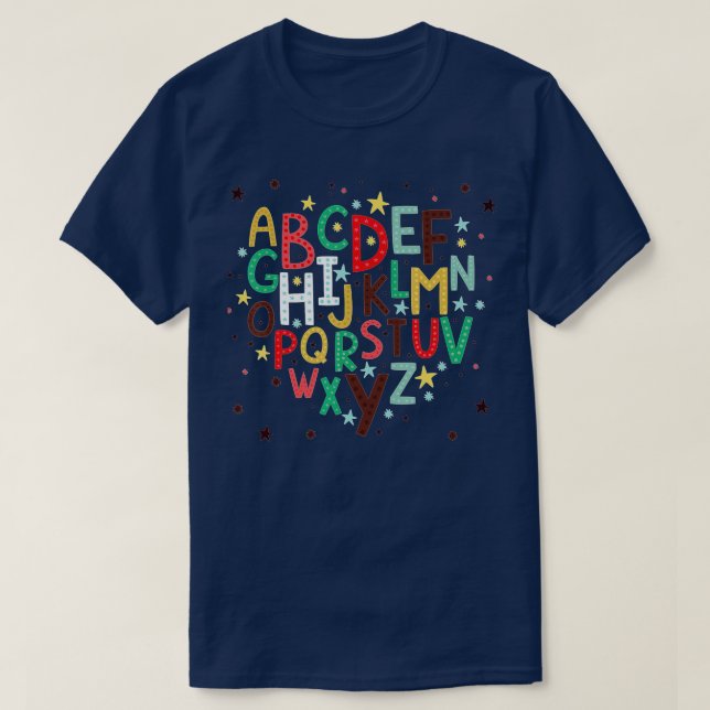 Camiseta Engraçado Pré K Jardim De Infância Oi Alfabet De V (Frente do Design)