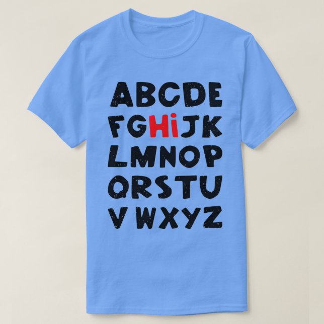 Camiseta Engraçado Pré K Jardim De Infância Oi Alfabet De V (Frente do Design)