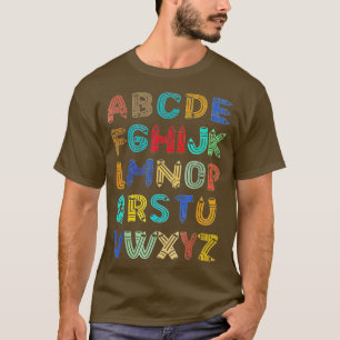 Camiseta Engraçado Pré K Jardim De Infância Oi Alfabet De V