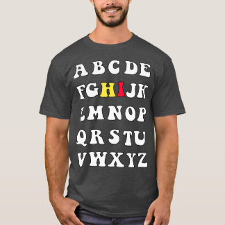 Camiseta Engraçado Pré K Jardim De Infância Oi Alfabet De V