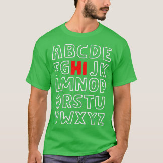 Camiseta Engraçado Pré K Jardim De Infância Oi Alfabet De V