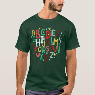 Camiseta Engraçado Pré K Jardim De Infância Oi Alfabet De V
