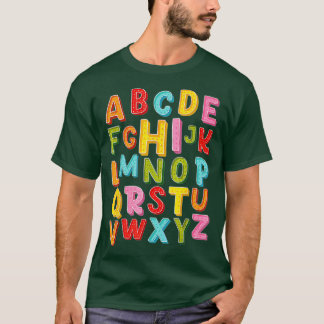 Camiseta Engraçado Pré K Jardim De Infância Oi Alfabet De V