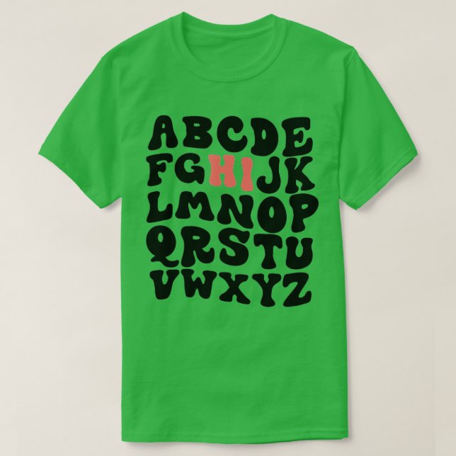 Camiseta Engraçado Pré K Jardim De Infância Oi Alfabet De V (Frente do Design)