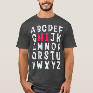 Camiseta Engraçado Pré K Jardim De Infância Oi Alfabet De V