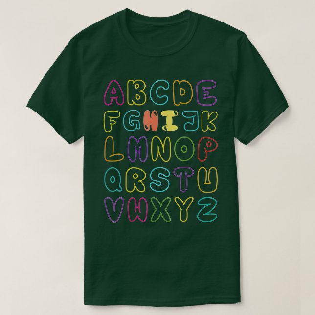 Camiseta Engraçado Pré K Jardim De Infância Oi Alfabet De V (Frente do Design)