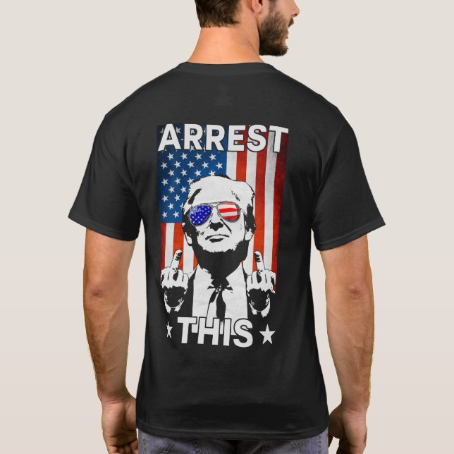 Camiseta Engraçado Prendar Esta Bandeira Americana Trump 20 (Verso)