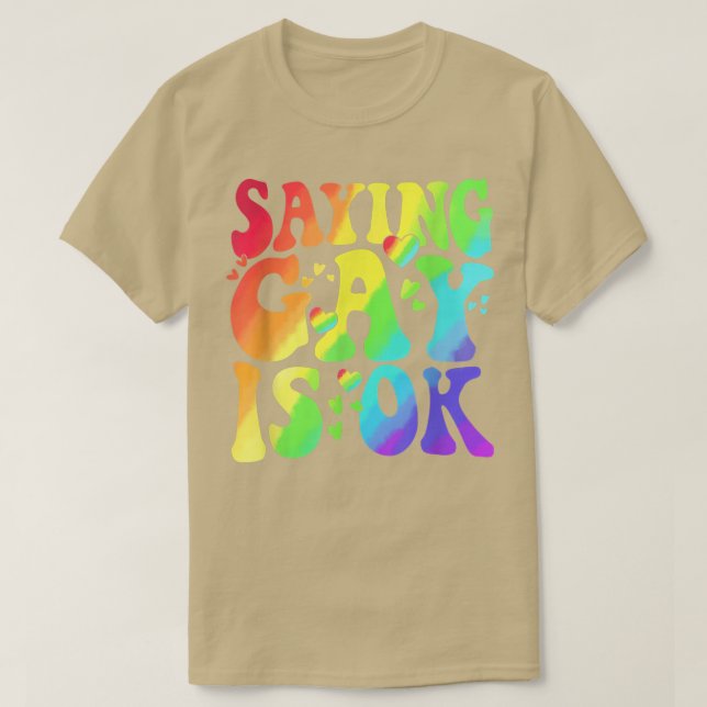 Camiseta Engraçado Presente Bonito Dizer Gay está bem Orgul (Frente do Design)
