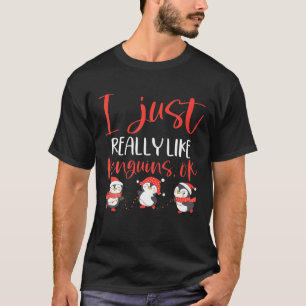 Camiseta Engraçado Presente De Pinguim Eu Gosto Muito De P