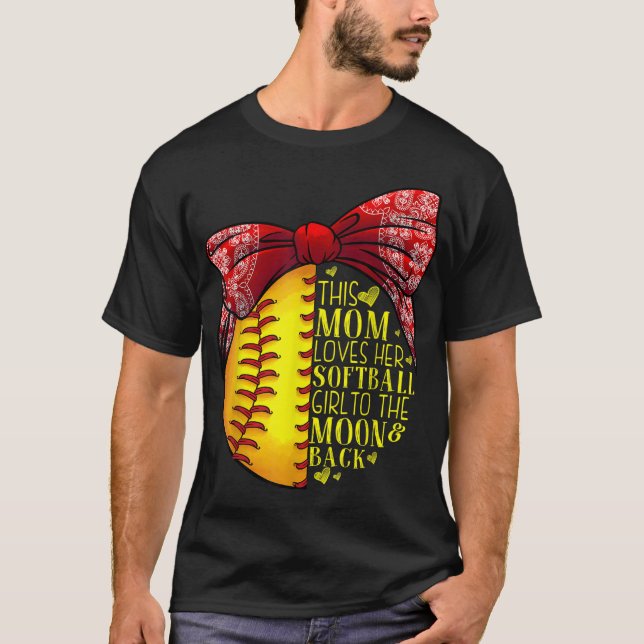 Camiseta Engraçado Presente de Softball Mamãe Mulheres Pren (Frente)