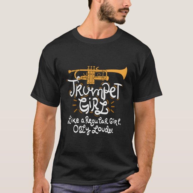Camiseta Engraçado Presente para Garota de Trompete (Frente)