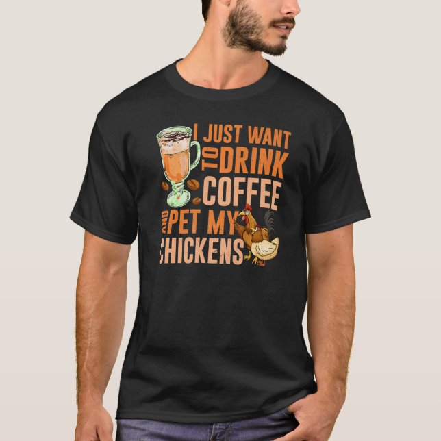 Camiseta Engraçado Presente Que Só Quero Beber Café E Pet M (Frente)