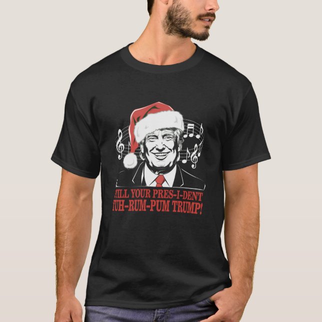 Camiseta Engraçado Presidente Trump Pajamas Ugly Xmas (Frente)