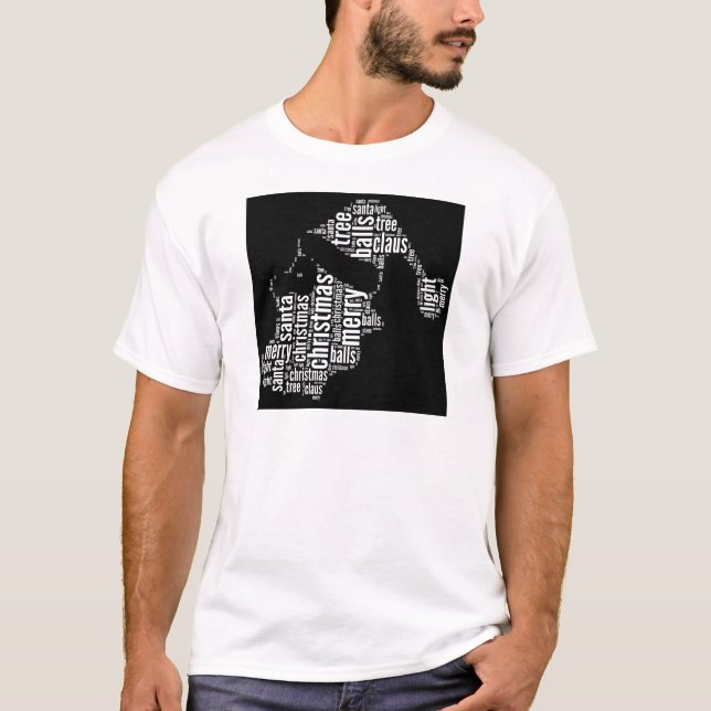 Camiseta Engraçado Preto Branco Feliz Papais noeis de Natal (Frente)