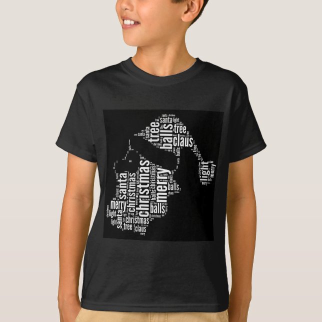 Camiseta Engraçado Preto Branco Feliz Papais noeis de Natal (Frente)