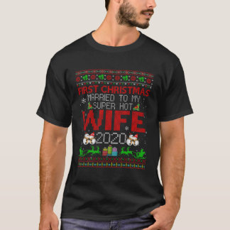 Camiseta Engraçado Primeiro Natal Casado Com Minha Esposa S