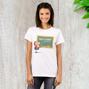 Camiseta Engraçado Professor de Cartoon Bem-vindo de volta 