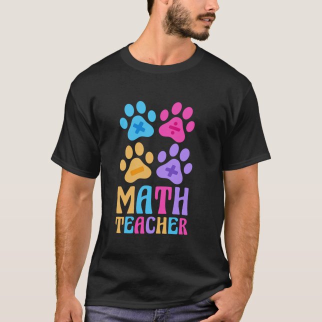 Camiseta Engraçado Professor de Matemática Cães Pata Pet Am (Frente)
