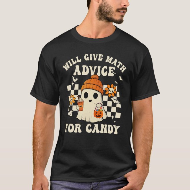 Camiseta Engraçado Professor de Matemática Halloween Fantas (Frente)