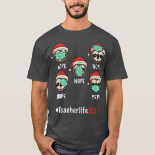 Camiseta Engraçado Professor de Natal Sloth santa Chapéus d