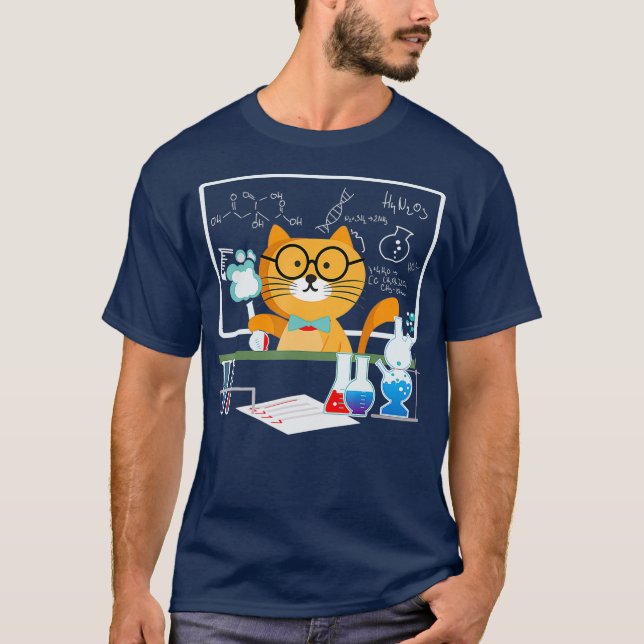 Camiseta Engraçado Professor de Química de Gatos de Ciência (Frente)