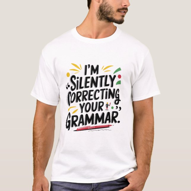 Camiseta Engraçado Professor Inglês: Silencioso Design de G (Frente)