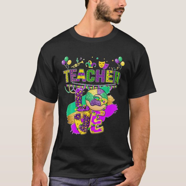 Camiseta Engraçado Professor Mardi Gras Família Corresponde (Frente)