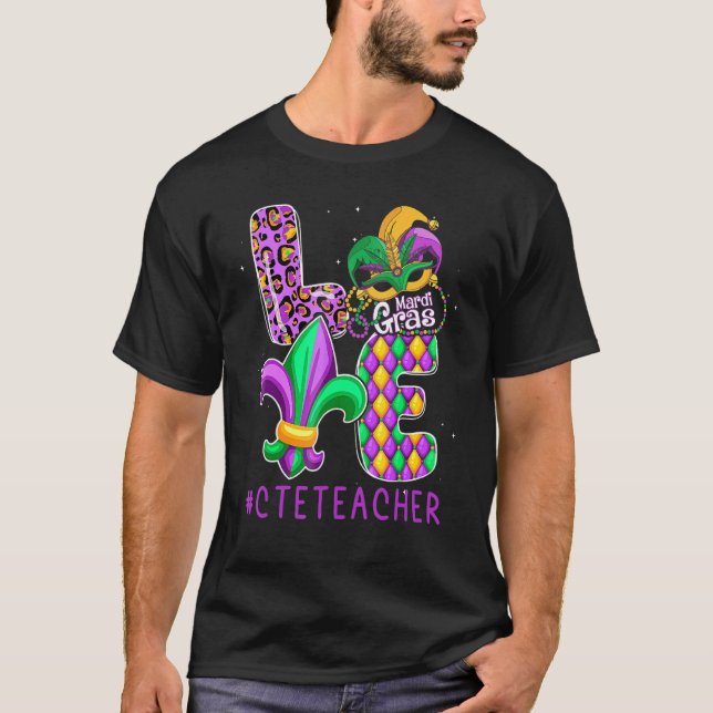 Camiseta Engraçado Professora Da Cte Mardi Gras, Família Qu (Frente)