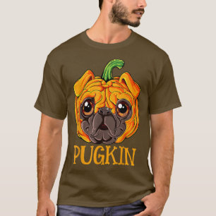 Camiseta Engraçado Pugkin Pug Halloween Figurume Pu