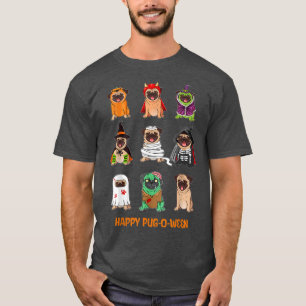 Camiseta Engraçado Pugkin Pumpkin Pug Lover Halloween Costu