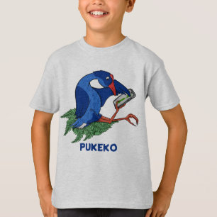 Camiseta Engraçado Pukeko com telefone celular