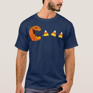Camiseta Engraçado Pumpkin Comendo Jogador De Milho De Ação