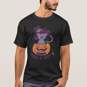 Camiseta Engraçado Pumpkin Gato Feliz Miau O Wealloween Men
