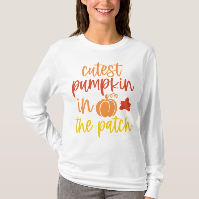 Camiseta Engraçado Pumpkin Patch Cai Graças (Frente)