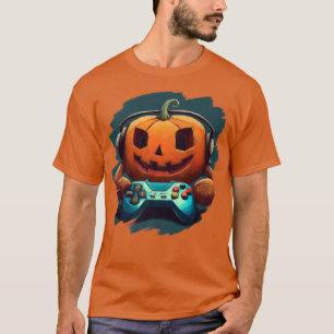 Camiseta Engraçado Pumpkin Video Game Gamer Jack O Lanterna